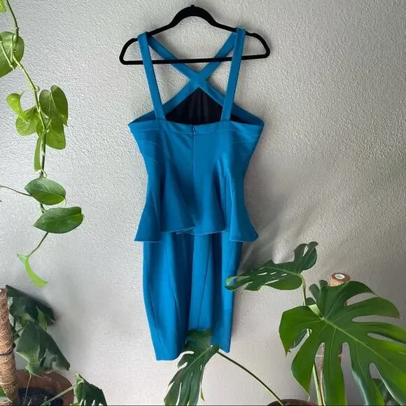 NWT ZAC Zac Posen Blue Cerulean Peplum Dress - Picture 5 of 9